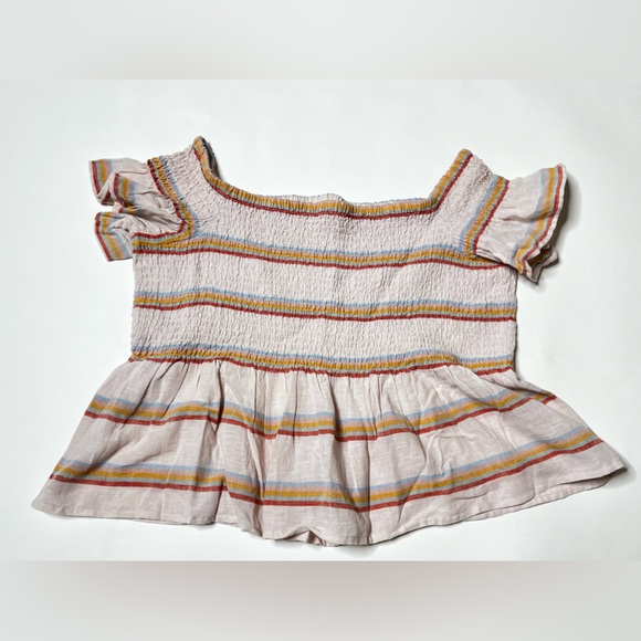 American Eagle Outfitters Tops - Smocked Crop Top Peplum Cropped Fitted Shirt Pastel Stripes Summer Casual Beach